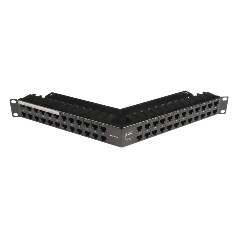Patch Panel Z-Max de 48 Puertos, Blindado, Precargado con Jacks Categoría 6A, Angulado, 1UR