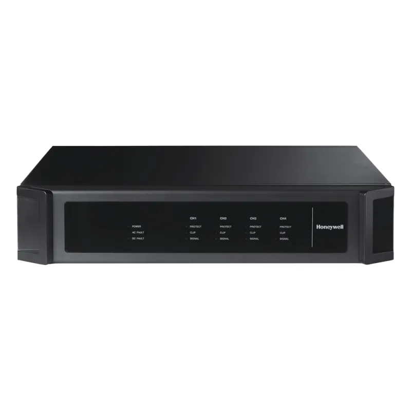 Amplificador de audio clase D de 500 W con fuente de respaldo de 24 Vcc para sistemas de voceo y voz de evacuación