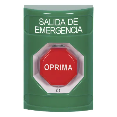 Botón de Salida de Emergencia , Texto en Español, Acción Mantenida, Girar para Restablecer, LED de iluminación