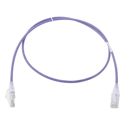 Patch Cord MC6 Modular Cat6 UTP, CM/LS0H, 0.91 Metros (3 Pies), Color Violeta, Diámetro Reducido (28AWG), Versión Bulk (Sin Empaque Individual)
