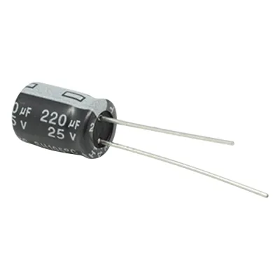 Capacitor Electrolítico de Aluminio, Radial de 220 µFd, 25 Vcc, 105 °C, 8 x 11 mm, .