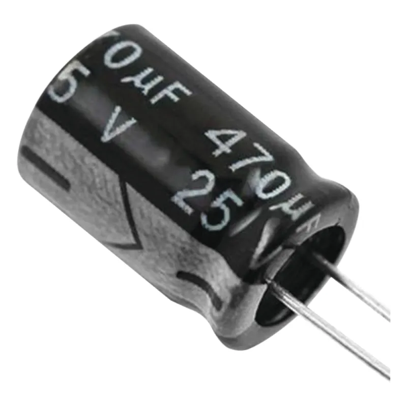 Capacitor Electrolítico de Aluminio, Radial de 470 µFd, 25 Vcc, 105 °C, 8 x 15 mm.