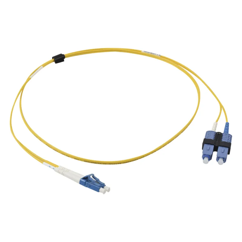 Jumper de Fibra Óptica Monomodo (OS2), XGLO, Riser, LC/UPC-SC/UPC Duplex, OFNR, Color Amarillo, 1 Metro (3.28 Pies)