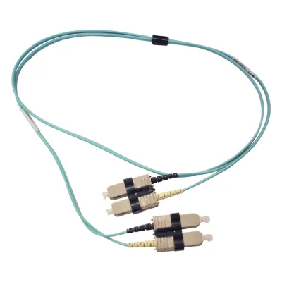 Jumper de Fibra Óptica Multimodo 50/125 OM3 XGLO, SC-SC Duplex, OFNR, Color Aqua, 1 Metro (3.28 Pies)