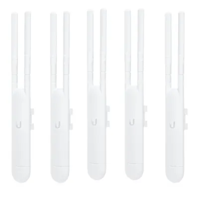 Paquete de 5 Access Point UniFi doble banda para exterior, antenas desmontables 360° , 802.11ac MIMO 2X2, hasta 100 usuarios por equipo. 802.3af, Sin PoE´s
