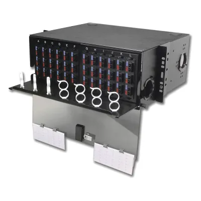 Panel de Conexión de Fibra Óptica (RIC3) Para Rack de 19in, Acepta 12 Placas Quick Pack, Hasta 288 Fibras, 4 UR