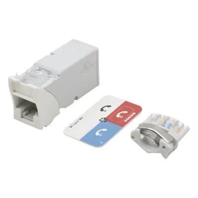 Jack Z-Max Cat6A, UTP, Montaje Híbrido en Placa de Pared (Plano y Angulado), Color Blanco, Versión Bulk (Sin Empaque Individual)