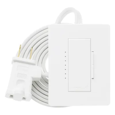 Atenuador de lámpara de sobremesa tipo plug-in, 120 V, 300 W / 300 VA, inalámbrico por RF, para el sistema RadioRA 2 de Lutron, color blanco Snow