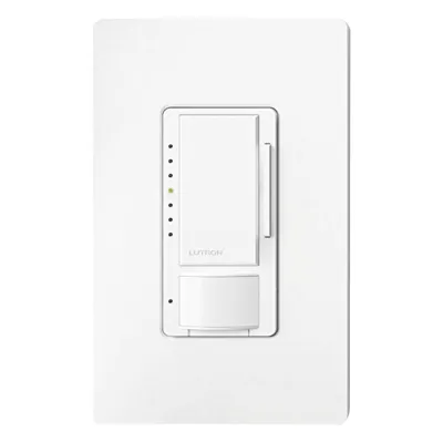 Atenuador de pared con sensor de ocupación y vacancia Maestro, 120 V, 600 W incandescente/halógeno y 150 W LED/CFL regulables, unipolar o multilocalización, blanco