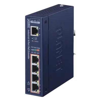 Extensor Industrial PoE, Entrada PoE 802.3 bt y 4 Puertos de Salida Gigabit 802.3 af/at