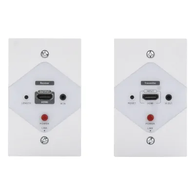 Kit Extensor HDMI en PLACAS DE PARED para distancias de 40 metros / Resolución 1080P @ 60 Hz / Cat 6/6A/ 7 / HDR/ Cero Latencia / Soporta Control Remoto / Placa de pared de 2.74 x 4.49” (tamaño estándar de EE.UU.).