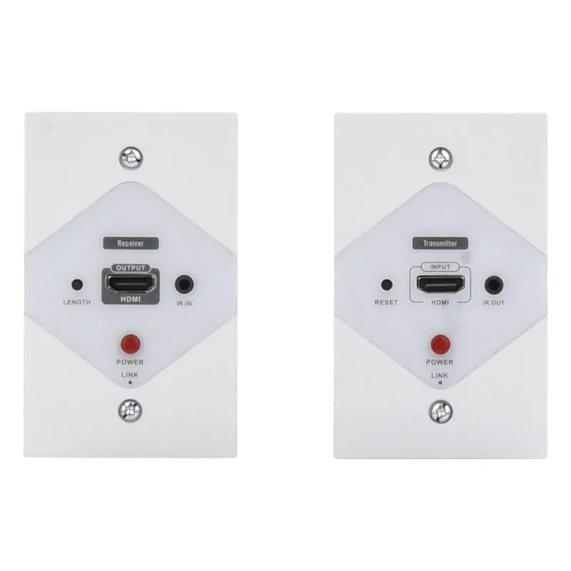 Kit Extensor HDMI en PLACAS DE PARED para distancias de 40 metros / Resolución 1080P @ 60 Hz / Cat 6/6A/ 7 / HDR/ Cero Latencia / Soporta Control Remoto / Placa de pared de 2.74 x 4.49” (tamaño estándar de EE.UU.).