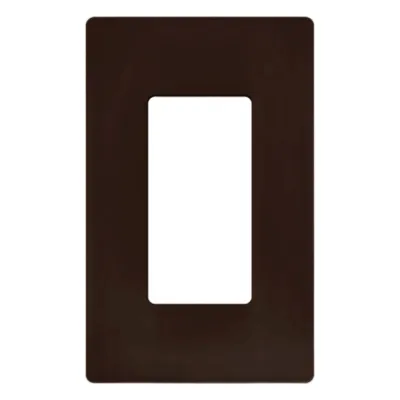 Placa de pared Claro de 1 espacio (1-gang) sin tornillos visibles, apertura tipo decorador, acabado brillante color café, para atenuadores e interruptores Lutron