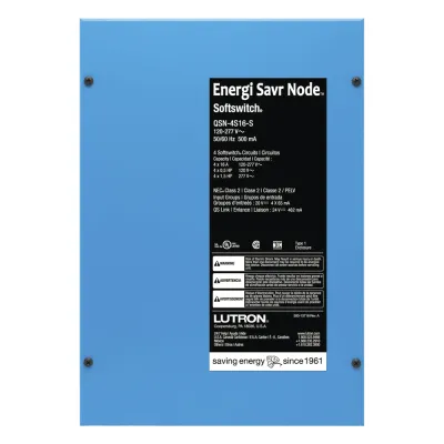 Controlador de iluminación Energi Savr Node con Softswitch, 4 zonas de conmutación de 16 A por canal, 120-277 V, montaje en superficie, para sistemas QS