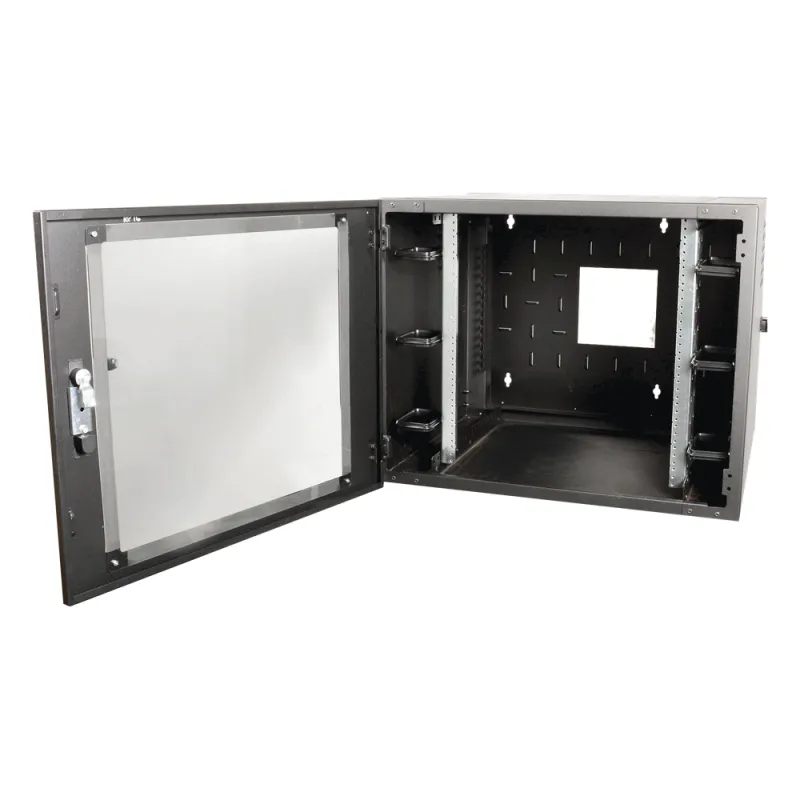 Gabinete de Pared Estándar de 19in, Abatible, de 12 UR, 610 mm de Profundidad, Color Negro
