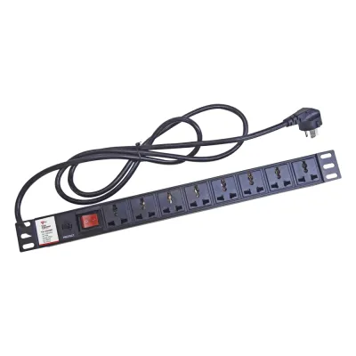 Protector de 120 Vca con 8 contactos de alimentación en color negro para aplicaciones en Rack