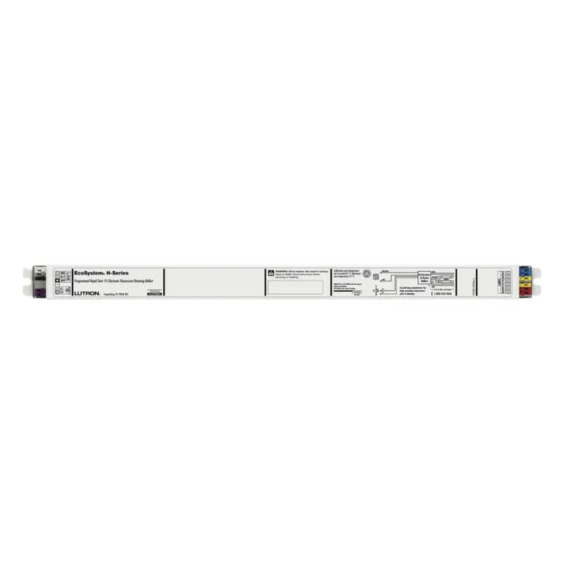 Balastra electrónica atenuable EcoSystem H-Series para 2 lámparas fluorescentes T5 lineales de 28 W, entrada universal 120-277 V, atenuación de 100% a 1%