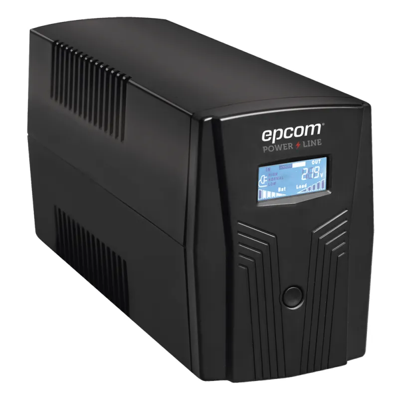 UPS Con Más Potencia de 600VA / 360 W Con Display LCD y Regulador de Voltaje AVR, 4 Contactos NEMA 5-15R, Batería 7 Ah y Puertos RJ45 y USB