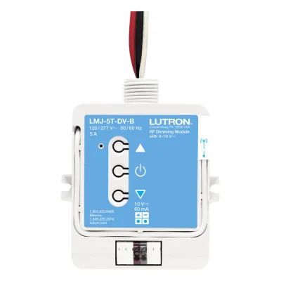 Módulo de atenuación RF con control 0-10 V para balastros fluorescentes y drivers LED, conmuta hasta 5 A a 120/277 V, para sistemas RadioRA 2 y HomeWorks QS