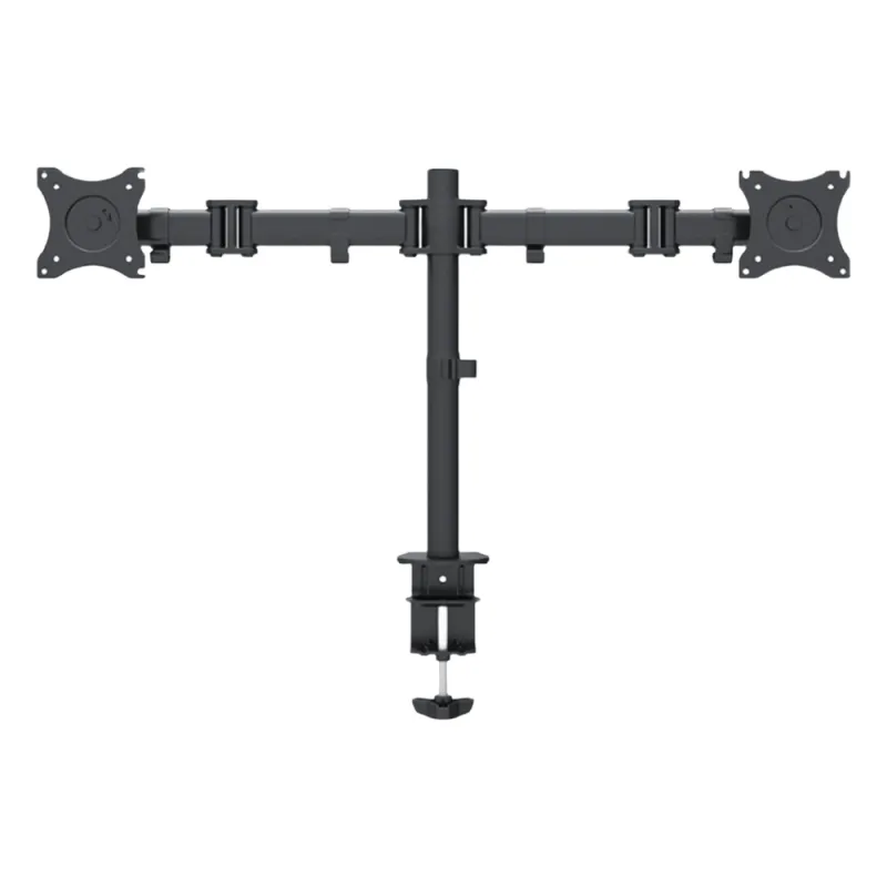 Montaje de Escritorio articulado para 2 monitores de 13 a 27" / Soporta hasta 10 kg / Vesa 75 x 75 / 100 x 100 / Acero / Giro: 360°