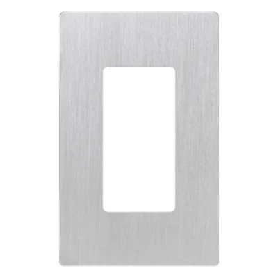Placa de pared Claro de 1 espacio sin tornillos visibles, acabado en acero inoxidable, para atenuadores y controles Lutron Maestro, Diva, Skylark y control Pico