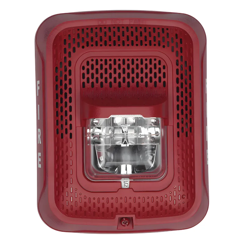 Bocina con lámpara estroboscópica de pared, doble voltaje 25/70.7 V, candela seleccionable en campo, color rojo, Serie L