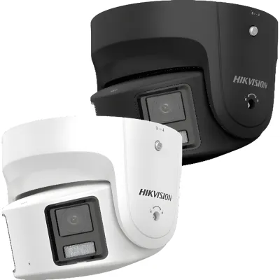 [ PROTECCIÓN ACTIVA ] Turret IP Panorámica 8 Megapíxel / Color Negro / 2 Lentes 4 mm (180°) / Imagen a Color 24/7 (ColorVu) / PoE / WDR 130° / IP67 / ACUSENSE / Luz Estroboscópica y Alarma Audible / 30 mts Luz Blanca /