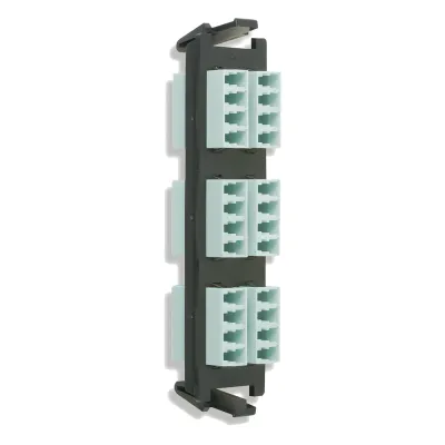 Placa acopladora de Fibra Óptica Quick-Pack, Con 6 Conectores LC Quad (24 Fibras), Para Fibra Multimodo, Aqua