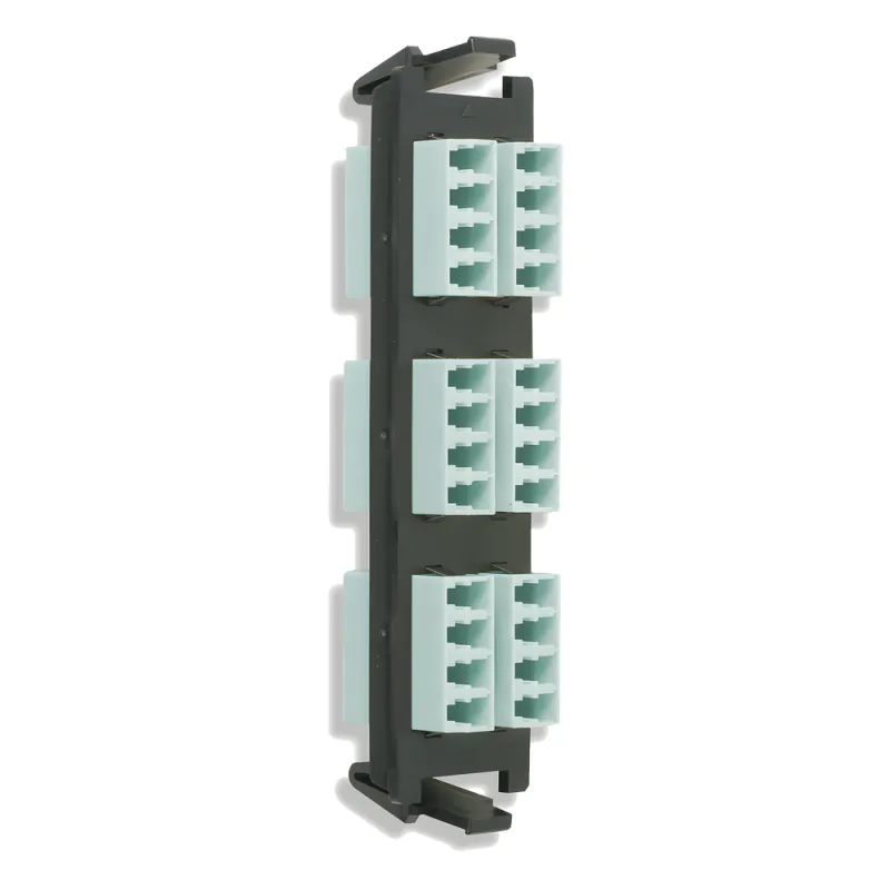 Placa acopladora de Fibra Óptica Quick-Pack, Con 6 Conectores LC Quad (24 Fibras), Para Fibra Multimodo, Aqua