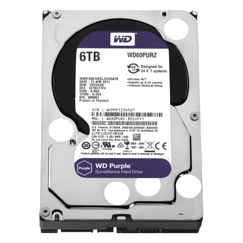 Disco Duro PURPLE de 6TB / 3 AÑOS DE GARANTÍA / Para Videovigilancia