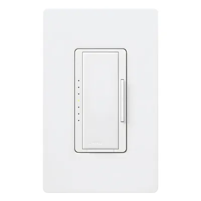 Atenuador de pared Maestro C·L para focos LED y CFL regulables, 150 W LED/CFL o 600 W incandescente/halógeno, unipolar, 3 vías o multilocalización, color Snow