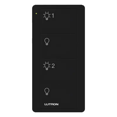Control Pico inalámbrico de 4 botones color negro para encender y apagar 2 grupos de luces, compatible con Caseta Wireless, RA2 Select, RadioRA 2 y HomeWorks QS