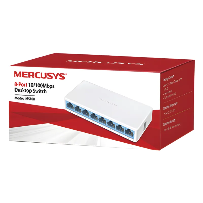 Switch NO Administrable / Para escritorio / 8 puertos 10/100 Mbps / Diseño Compacto / Plug and Play