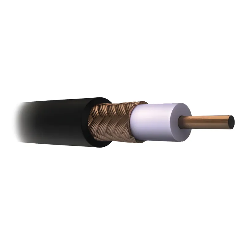 Cable Coaxial RG11/U, 305 Metros (1000 Pies), Bobina de 305 Metros (1000 Pies) Color Negro, AWG 14 Aislamiento Espumado, Blindaje de Aluminio al 60%, Aplicación Intemperie para Video Vigilancia