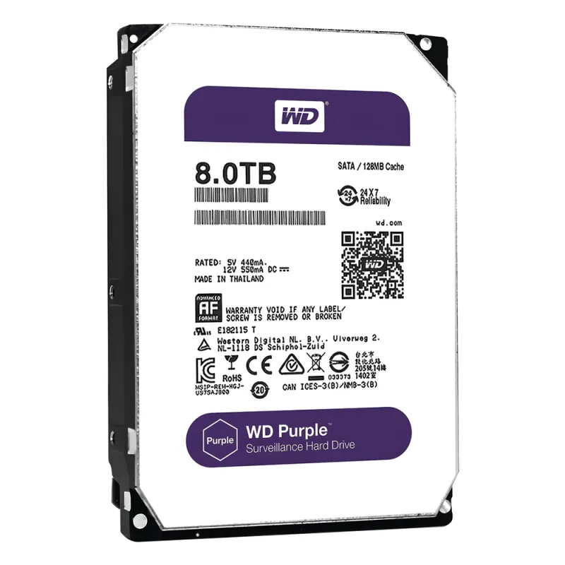 Disco duro WD de 8TB / 5400RPM / Optimizado para Videovigilancia