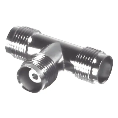 Adaptador en T, de Conector TNC Hembra a Doble TNC Hembra, Níquel/ Oro/ Teflón.
