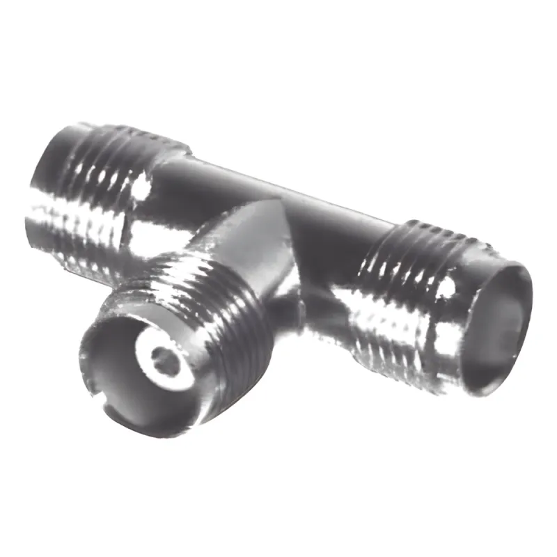 Adaptador en T, de Conector TNC Hembra a Doble TNC Hembra, Níquel/ Oro/ Teflón.