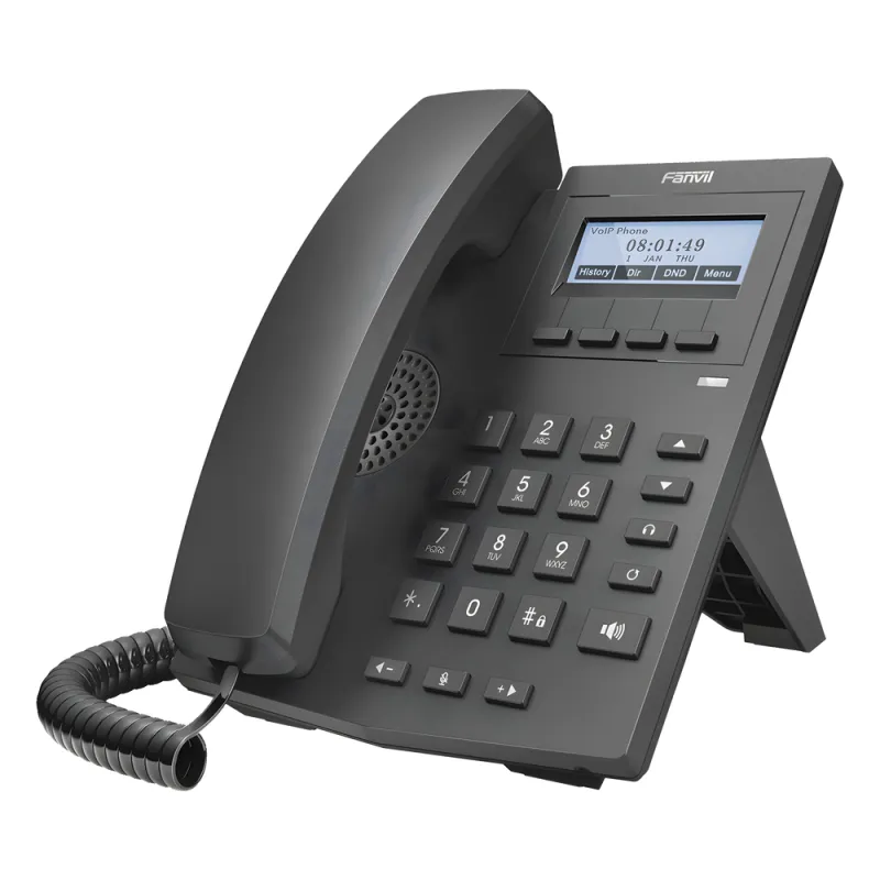 Teléfono IP empresarial para 2 lineas SIP con pantalla LCD 128 x 48 Px y conferencia de 3 vías, PoE