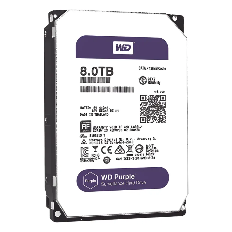 Disco duro WD de 8TB / 7200RPM / Optimizado para Videovigilancia