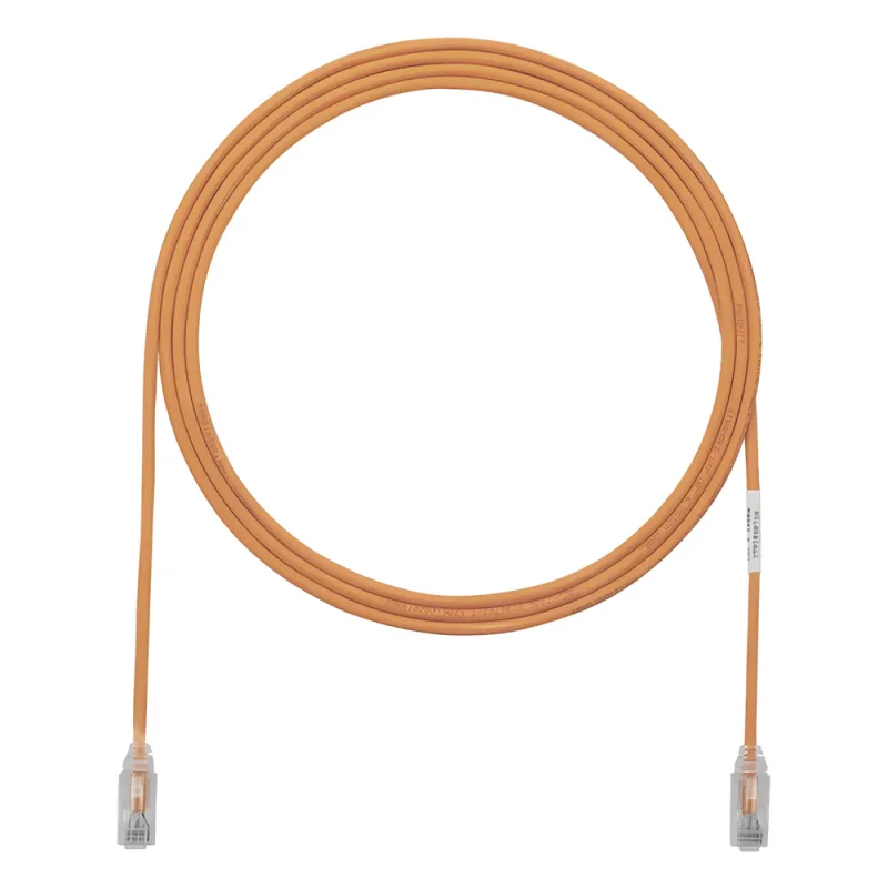 Cable de Parcheo TX6, UTP Cat6, Diámetro Reducido (28AWG), Color Naranja, 3.05 Metros (10 Pies)