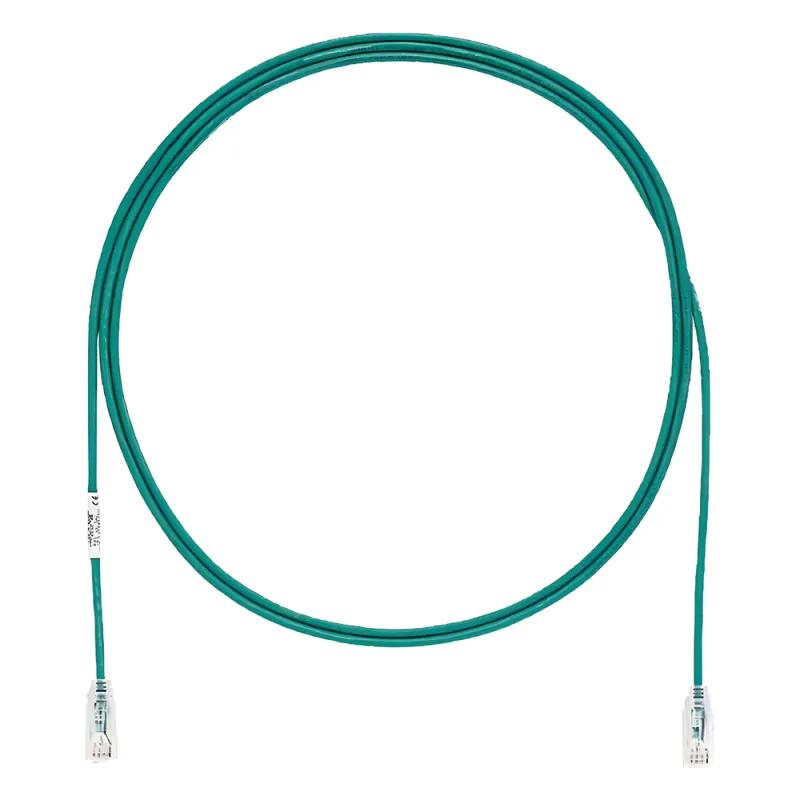 Cable de Parcheo TX6, UTP Cat6, Diámetro Reducido (28AWG), Color Verde, 0.3 Metros (1 Pie)