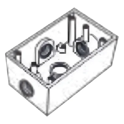 Caja Rectangular de 3/4" (19.05 mm ) con 4 bocas a prueba de intemperie.
