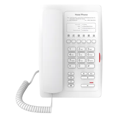 Teléfono IP para Hotelería, profesional con 6 teclas programables para servicio rápido (Hotline), plantilla personalizable con PoE