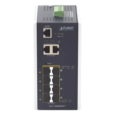 Switch Industrial Administrable L2+, 8 Puertos 1G SFP, 2 Puertos TP Gigabit, (-40 ~75 grados C)