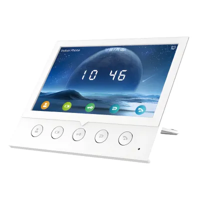 Monitor IP/SIP para interior, Wi-Fi, pantalla a color de 7", audio de 2 vías, PoE, 8 interfaces de entrada de alarma.
