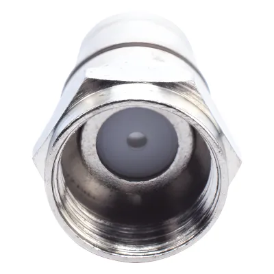 Conector F Macho Plegable, Con PIN para Cable RG-59, Cuerpo de Bronce Niquelado.