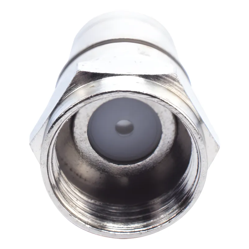 Conector F Macho Plegable, Con PIN para Cable RG-59, Cuerpo de Bronce Niquelado.