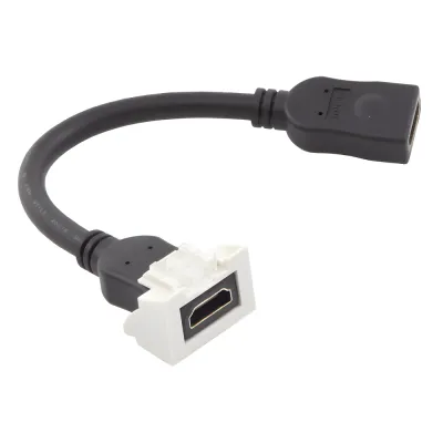 Adaptador HDMI con Pigtail Hembra-Hembra, Para Vídeo 720, 1080p, 4K UHD Compatible con Faceplates MAX Siemon de 2 Salidas, Color Blanco
