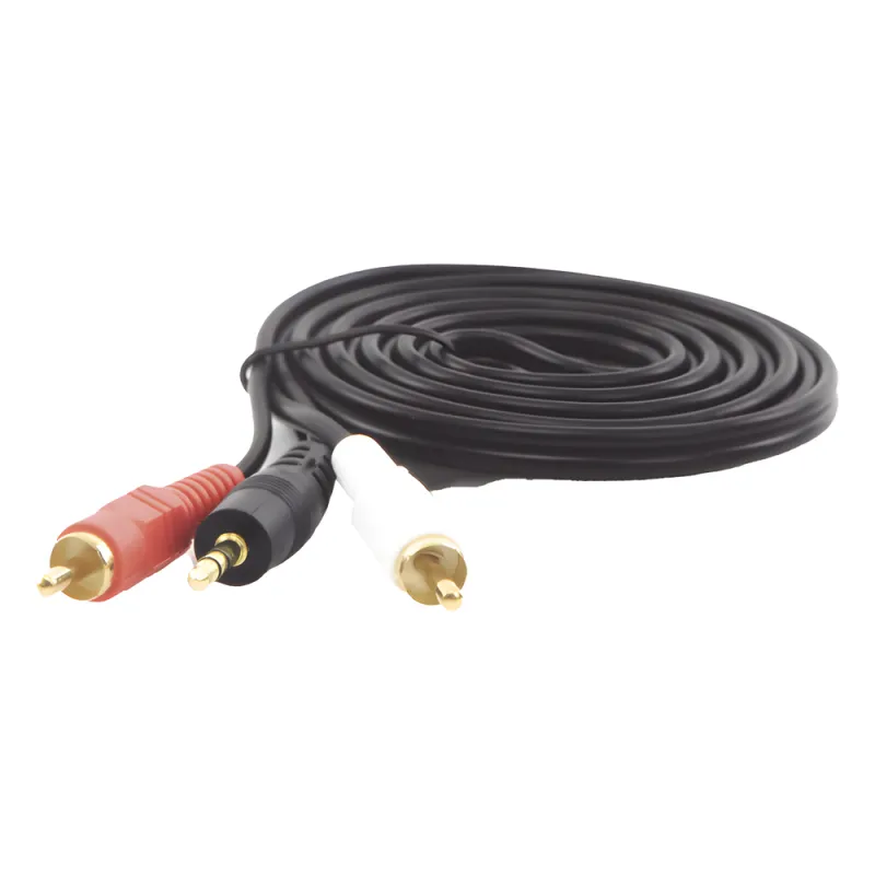 Convertidor 3.5mm Estéreo a 2 RCA Macho 1.83m | para Aplicaciones de Audio | Compatible con Amplificadores VSSL y Epcom ProAudio