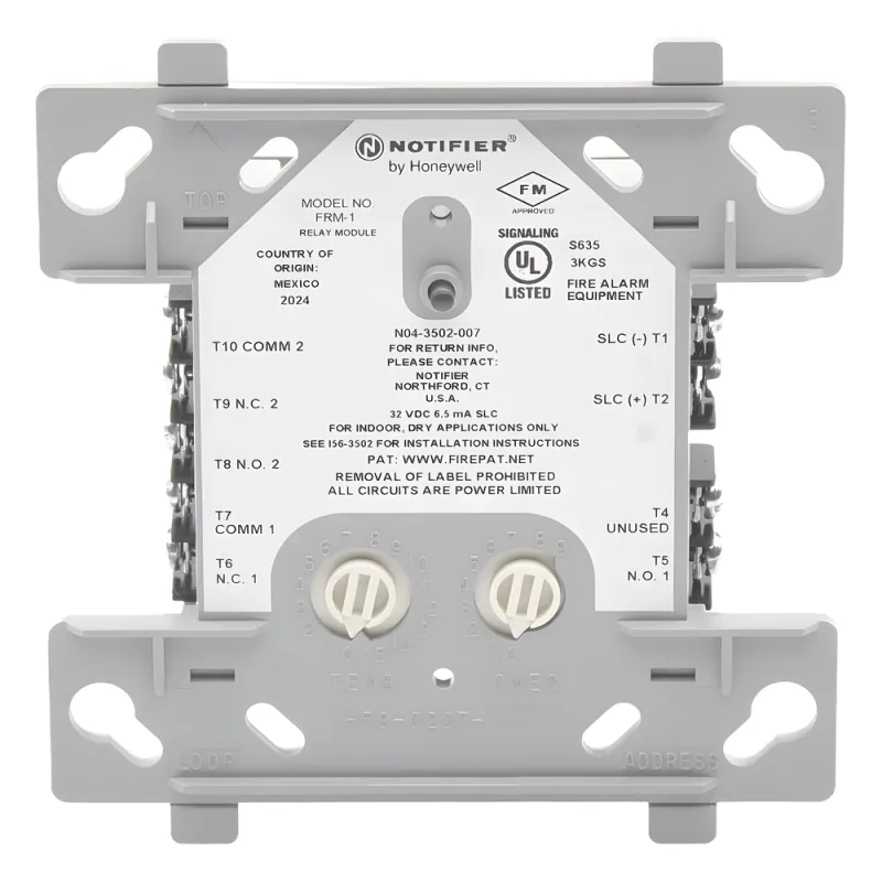 Módulo de relevador direccionable con dos contactos secos Form-C para control de dispositivos auxiliares, protocolo FlashScan